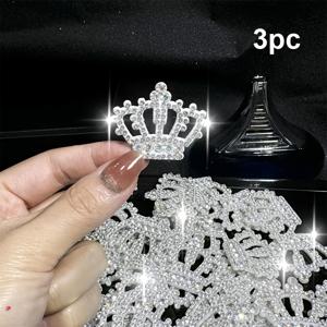 TEMU 3개 세트 반짝이는 실버 작은 왕관 라인스톤 패치, 라인스톤 다리미 패치, 청바지, 가방, 신발, 모자 및 코트 패션 추가용