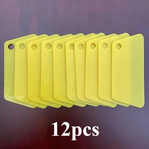 TEMU 7pcs/12pcs 다기능 플라스틱 스퀴지 보호 필름 스크래퍼 - 노란색, 내구성 강화 및 사용 편리, DIY, 가정 청소, 사무실용, 창문 청소 스퀴지, 사무실 청소 도구, 현대적 청소 도구, 매끄러운 표면 도구, 컴팩트한 디자인,DIY 애호가