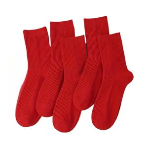 TEMU 가을/겨울용 밝은 빨간색 종아리 중간 길이 양말 4켤레, 남녀공용 남성 여성용 양말, 십대를 위한 부드럽고 편안한 캐주얼 스포츠 양말, 통기성 좋고 가벼움