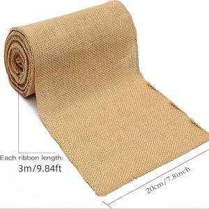 TEMU 10/15/20cm 폭 - 3미터 길이의 천연 헤파인 브라운 Burlap 롤 - 공예, 크리스마스 테이블보 및 의자 커튼, 웨딩 장식, 러스틱 황마 원단용. 가정 장식 및 파티 용품을 위해 고품질 재료를 사용합니다. J