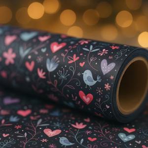 TEMU 1롤 초장형 43.18cm X 299.72cm 선물 포장지 롤 - 우아한 파스텔 & 네이비 블루/핑크/블랙/그레이/화이트, 하트, 새, 꽃무늬 - 파스텔 핑크, 네이비 블루/블랙, 화이트, 브라운 - 생일, 결혼식, 발렌타인데이, 크리스마스용