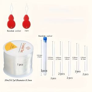 TEMU DIY 구슬 꿰기 바늘 키트, 고무줄 및 실꿰기 도구 포함 - 수제 팔찌, 목걸이용 구슬에 적합 - 구슬 공예용 고무줄, 초보자용 만들기 용품