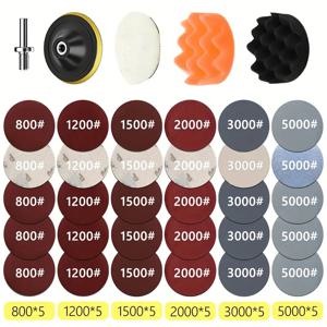 TEMU 35/65개 헤드라이트 복원 키트 차량 광택 디스크 3인치 75mm 차량 왁싱 스펀지 광택 패드 (차량 디테일링용 사포 포함)