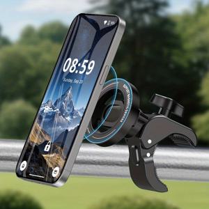 TEMU Universal Magnetic Phone Holder with Large Clip, Suitable for Car Handlebars, Exercise Bikes, Treadmills, Gym Equipment, Carts, and Strollers. Compatible with All Smartphones, Stable and Reliable