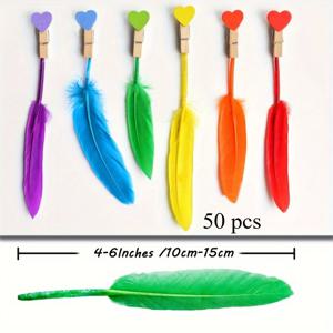 TEMU 50개 깃털 날개, 멀티 컬러 인조 공예 깃털, 깃털 웨딩 장식 재료, 공예, 드레스 모자 디자인, 웨딩 장식, 파티 장식, 할로윈 코스튬, 고딕 의류 및 롤플레잉에 적합