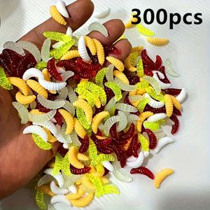300개/묶음 웜 낚시 미끼 로드 웜 낚시 미끼 멀티 컬러 혼합 소프트 웜 PVC 웜 물고기 음식 모조 물고기 미끼 겨울 낚시 플라이 낚시 얼음 낚시 모든 계절 낚시 장비 용품