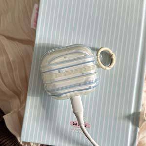 TEMU 투명한 노란색과 파란색 원형 링 이어폰 케이스, Apple , Airpods Pro 2, Airpods 4, Airpods 3, Airpods 2에 적합, 스타일리시 여성용 이어폰 케이스, 이어폰 케이스