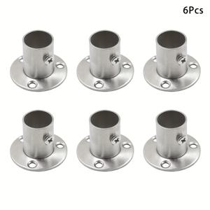 TEMU 스테인리스 스틸 샤워봉 플랜지 홀더 6개, 옷장봉 플랜지, 직경 19.5mm, 파이프용 조절식 소켓 브래킷 스테인리스 스틸 서포트 홀더, 메탈 브러시드 마감 옷장봉 서포트 브래킷, 옷장봉 홀더|모던 마감|브러시드 메탈 마감