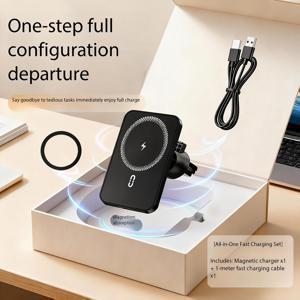 TEMU 아이폰용 15W 고속 무선 차량용 충전기, 휴대용 USB 전원, 안전한 핸즈프리 배치, 배터리 불필요, ≤36V 작동 전압, 무선 충전 기능 포함