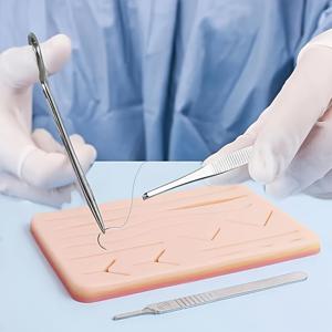 재사용 가능한 실리콘 훈련 패드, 라이트 베이지 - 해부학적 레이어가 있는 사실적인 연습 보드, 의학 학생, 간호사, 외과 의사에게 적합한 봉합 키트 - 내구성이 뛰어나고 세척이 용이한 기술 개발 시뮬레이션 장비