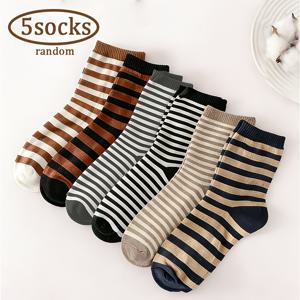 TEMU 랜덤 5켤레 신기한 레트로 남녀공용 대비 색상 중목 양말, 멀티 컬러 레트로 디자인, 남성용 양말 사이즈 43, 겨울, 작은 선물, 여성용 양말 세트, 남성용 양말, 재미있는, 남성용 양말, 영국 사이즈 12-14, 레트로 스타일 패션 트렌드