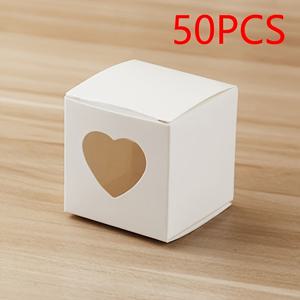 TEMU 여자/남자 선물용 50개 파티 선물 상자 포장 용지 사각 상자 하트 창문 포함 (핑크/실버/화이트) 브라이덜 샤워/결혼식/생일/발렌타인데이/축제, 크리스마스, 할로윈에 적합