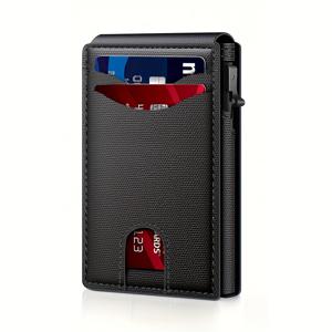TEMU 패셔너블한 남성용 RFID 도난 방지 팝업 지갑 카드 홀더, 메탈 신용카드 케이스, 퀵 액세스 ID 홀더, 다기능 보안 카드 지갑
