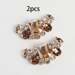 2개 세트 패셔너블 핫 아이템 프린트 노란색 흰색 인조 라인스톤 탈부착 DIY 하이힐 신발 버클 스니커즈 신발 꽃 라이트 럭셔리 선물 파티 데이트 다용도 인기 화려한 정교한 개성 캐주얼 신발 부츠 장식 가방 액세서리 의류 액세서리