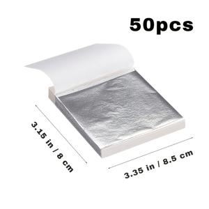 TEMU 은색 포일 시트 50개, 3.15x3.35인치(8x8.5cm) 메탈릭 포일 종이, 미술용 모조 나뭇잎, 금박 공예, DIY 장식, 레진 주얼리, 페인팅, 가구 복원용