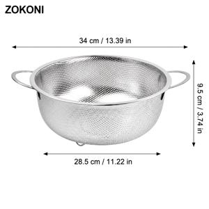 TEMU ZOKONI 1개 대형 은색 스테인리스 스틸 채망, 주방 거름망, 야채 씻기, 과일 헹굼, 파스타 또는 주방 재료 물기 빼기용, 물빼기 바구니, 야채 거름망, 식재료 준비용, 가정용 주방