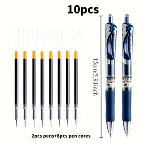 TEMU 의사와 간호사를 위한 10개입 블루 젤펜 | 0.5mm 빠른 건조, 부드러운 필기, 인체공학적 디자인, 처방전 작성 및 사무용품에 이상적 (펜 2개 + 펜심 8개 포함)