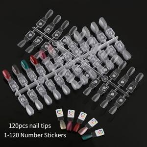 TEMU 120개 마그네틱 매니큐어 컬러 디스플레이 패치, 투명 아크릴 소재, 네일 아트 컬러 디스플레이 북, 네일 아트 디자인 패턴 연습 및 전문가용 네일 디스플레이용, 1-120 숫자 스티커 포함 (모든 마그네틱 매니큐어 컬러 차트)