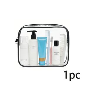 TEMU 투명 세면도구 가방 1개입, 소형 메이크업 파우치, 경량 투명 화장품 가방, 고품질 PVC 메이크업 가방, 지퍼 세면도구 가방, 휴대용 및 내구성 있는 고품질 여행용 정리 파우치, 블랙 지퍼, 여행 필수품