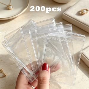 TEMU 200개 투명 PVC 자체 밀봉 백, 주얼리 및 소형 물품에 적합, 귀걸이, 반지, 목걸이, 팔찌 포장에 이상적