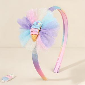 TEMU 1개, 생생한 튤 디자인의 사랑스러운 테마 헤어밴드 (폴리에스터 재질). 미끄럼 방지 멀티컬러 헤어 후프로, 캐주얼한 의상과 여름 의상에 이상적입니다.