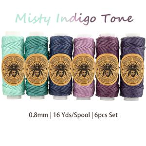6롤 총 96야드 0.8mm 원형 왁스 브레이드 코드, 롤당 16야드, 다기능 가죽 재봉실, 팔찌 목걸이 제작 왁스 스트링, 다양한 색상 제공