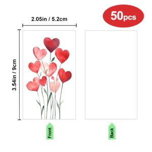 TEMU 발렌타인데이 하트 꽃무늬 인사 카드 50개, 파티 장식, 결혼식 답례품 메시지 카드, 일일 축복 카드, 감사 카드, 수채화 하트 부케 디자인 인사 카드, 휴일 선물 메시지 카드, 파티 장식용 소형 카드, 로맨틱한 레드-핑크 하트 꽃무늬 일러스트, 축복, 메시지, 인사말을 자유롭게 쓸 수 있는 빈 뒷면, 중간 크기