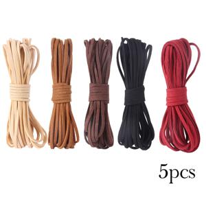 TEMU 3mm x 5야드 인조 가죽 스트링 5개 세트, 납작한 스웨이드 코드, 브레이슬릿, 주얼리 공예, 비즈 모자 밴드, 태슬, 드림 캐쳐 제작에 적합한 얇은 인조 가죽 로프, 결혼식 및 부활절 선물 포장용