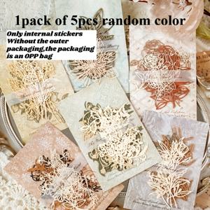 TEMU 5개 랜덤 색상 레이스 종이 덩굴 시리즈 꽃 속이 빈 손수 계산 재료 클립 장식 백킹 페이퍼