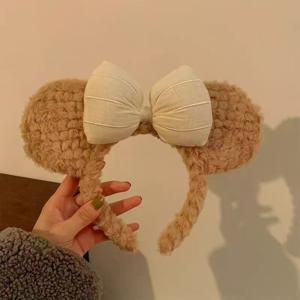 TEMU 여성용 곰 귀 헤어밴드, 리본 및 귀 포함 - 세안, 사진 촬영, 테마 파티용 귀여운 헤어 클립 - 캐주얼 복장용 곰 귀 머리 장식 - 여성을 위한 사랑스러운 헤어 액세서리 (비영구용)