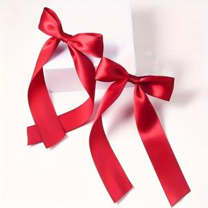 TEMU 폴리에스터 리본 나비매듭 헤어밴드 2개 세트, 여러 색상의 리본 헤어클립, 캐주얼웨어, 축제 및 일상용으로 적합