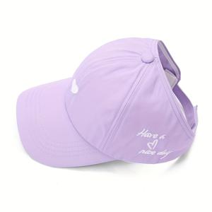 TEMU 여성용 봄 여름 여행용 포니테일 반탑 베이스볼 캡, 러닝용 홀로우 브레이드 레터 한국 스타일 덕빌 모자