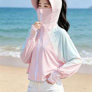 여름용 경량 통기성 멀티컬러 후드 오픈 프론트 케이프 숄, 해변 바캉스 캐주얼 우아한 야외 드라이빙 사이클링 패션 다용도 숄 커버 재킷, 선물
