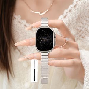 TEMU Apple Watch 밴드 45mm Ultra 49mm 38mm 42mm 41mm 40mm 44mm 46mm 시계 스트랩용 스테인리스 스틸 시계 밴드, Iwatch Series Ultra 11 10 6 5 4 3 2 1 Se 여성용 메탈 팔찌