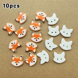 TEMU 귀여운 작은 여우 만화 단추 10개, DIY 공예 재료, 의류 신발 양말용 단추, 액세서리, 나막신 장식, 레진 단추