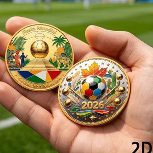 2D, 2026 축구 기념 코인 | 팬 휴일 선물 수집용 코인, 양면 합금 코인, 축구 팬에게 적합, 경기 시즌/축제 시즌 팀원을 위한 독점 선물, 첫 행사 기념과 수집 가치를 결합한 스포츠 기념품