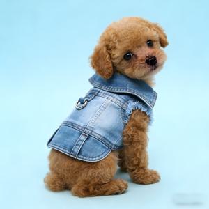 TEMU 펫 슈나우저 미니어처 도그 테디 옷 봄 가을 모조 데님 민소매 조끼