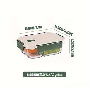 TEMU 1개, 뚜껑/가정용 신선 보관 볼/학생 도시락/근무 도시락용 고탄소 유리 도시락, 6가지 스타일, 3가지 사이즈, 가열 가능, 냉장 가능, 두꺼운 내구성, 다중 칸막이 디자인, 유연한 버클, 내구성