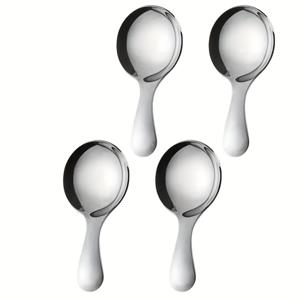 TEMU 단단한 손잡이의 스테인리스 스틸 디저트 스푼 4개 세트. 커피, 차, 설탕, 꿀, 향신료, , 우유 분말을 스크루핑하기에 이상적이며, 골드 및 실버 마감으로 제공됩니다.