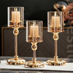 TEMU 3개 세트 우아한 골드 메탈 및 유리 촛대 - 로맨틱한 저녁 식사, 생일, 결혼식, 가정 및 호텔 장식에 적합 | 크리스마스, 할로윈, 부활절, 하누카, 추수감사절에 이상적인 선택