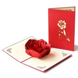 TEMU 3D 팝업 장미 생일 카드 (봉투 포함) - 남녀 모두에게 적합 - 기념일, 어버이날, 결혼식, 발렌타인데이에 완벽