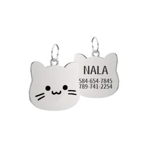 TEMU 맞춤 각인 고양이 & 개 애완동물 ID 태그 - 개인화된 이름 및 전화번호 펜던트, 귀여운 동물 디자인의 내구성 있는 금속 목걸이 태그 (웃는, 중립적, 장난기 많은) - 반려동물을 위한 완벽한 선물, 개 태그 맞춤 제작, 애완동물 식별, 반짝이는 마감