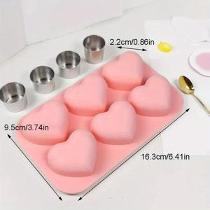 6구 하트 실리콘 양초 몰드 3D 사랑 모양 아로마테라피 양초 트레이 하트 실리콘 트레이, 아로마테라피 양초 제작 레진 세라믹 석고 공예 수공예 웨딩 기념품 캔들라이트 디너 장식 연인 선물 발렌타인데이에 적합