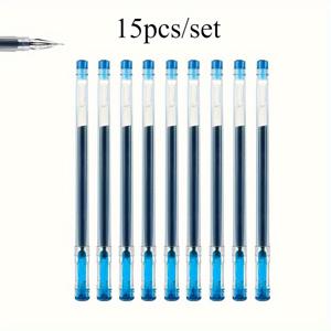 TEMU 15개/혼합 팁 젤 펜, 가는 0.38mm 대용량 검정/파랑/빨강 잉크 리필, 시험 서명 쓰기 학교 사무실 용품 문구류