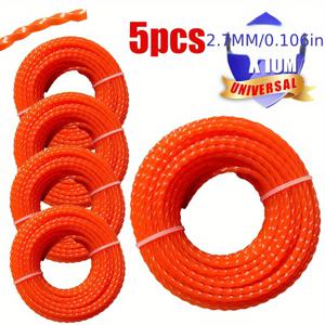 TEMU VARIEA-5개 세트 - 총 1965인치 길이 꼬인 잔디 깎기 줄, 2.4/2.7/3.0/3.5mm 직경, 정원 기계용 고효율 절단 성능, 가스 브러시 커터, 내구성 있는 잔디 깎기 코드 교체용