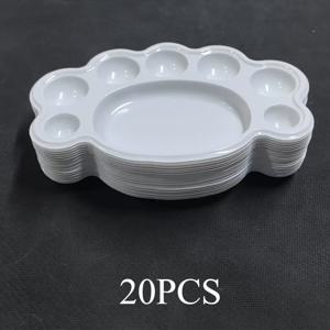 TEMU 20개입 작은 발자국 일회용 수채화 팔레트 - 미세한 디자인의 플라스틱 아트 팔레트, , 학생 및 가족에게 적합
