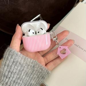 핑크 하우스 펜던트 이어폰 케이스, Apple 케이스 / Airpods Pro 2 케이스 / Airpods 4 케이스 / Airpods 3 케이스 / 케이스에 적합 / 스타일리시 여성용 이어폰 케이스 / 이어폰 케이스