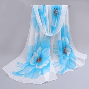 TEMU 쉬폰 스카프 봄 여름 스카프 패션 롱 스카프 튤 스카프 여름 해변 타월 숄 헤드 스카프 가을 에어컨 숄 튤 스카프 4개 플라워 장식 스카프