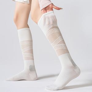 TEMU 여성용 스포츠 압박 종아리 양말 1켤레, 여름용 얇은 스타일, 피트니스, 요가, 러닝에 적합, 메쉬 통기성, 롱 삭스