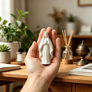 TEMU 미니 흰색 기도 보호자 조각상, 10cm/3.96인치 간편한 순결 기도 조각상, 거실 현관 서재 데스크탑 분위기 작은 장식품 할로윈 추수감사절 크리스마스 장식 수집용 피규어